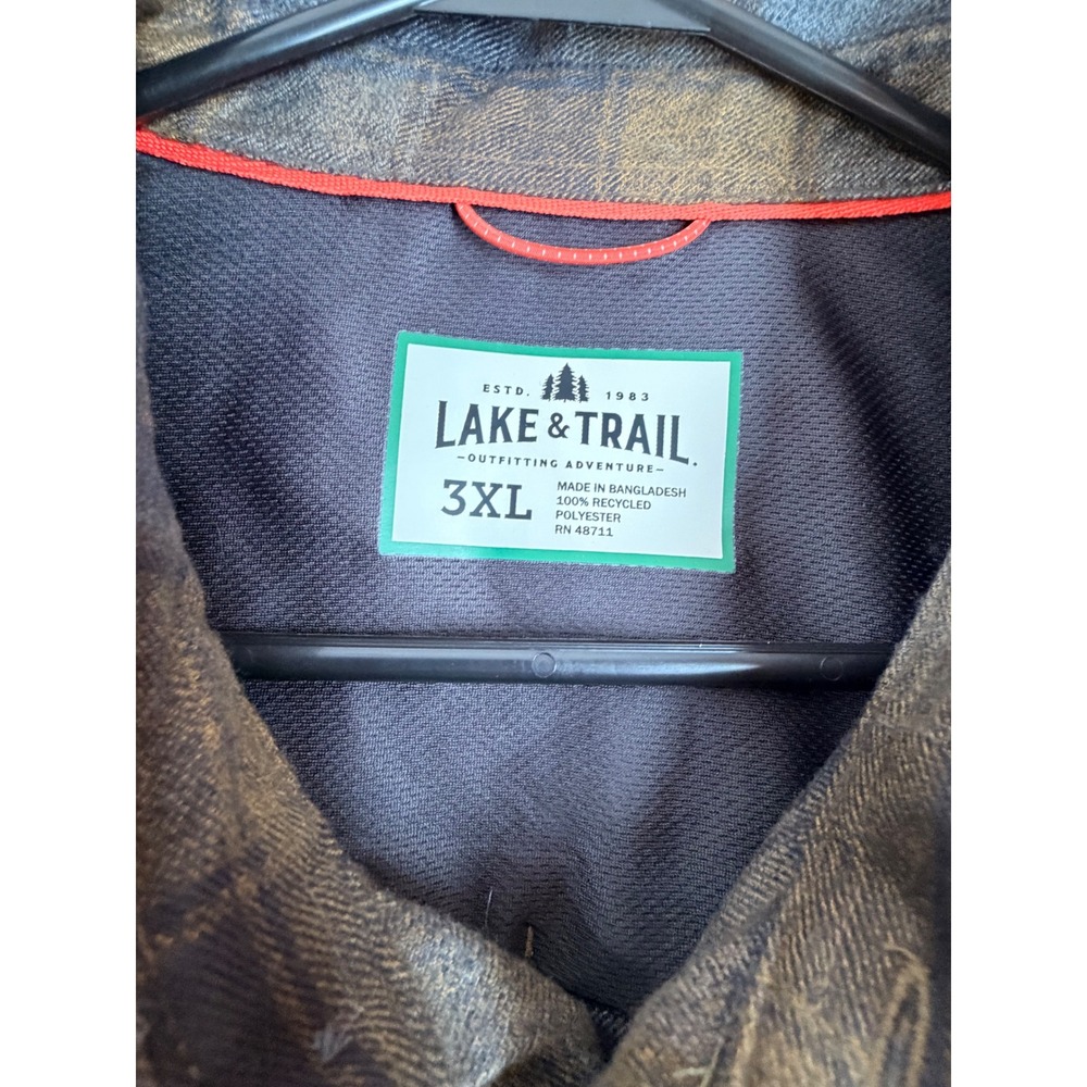 Lake & Trail Mens 3XL Plaid Flannel Shirt Recycled Polyester Button Down NWT - Picture 3 of 7